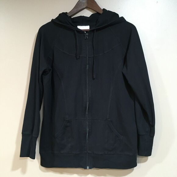 Motherhood Maternity Womens L Full Zip Hoodie Black Long Sleeve Casual Gym - Picture 1 of 10